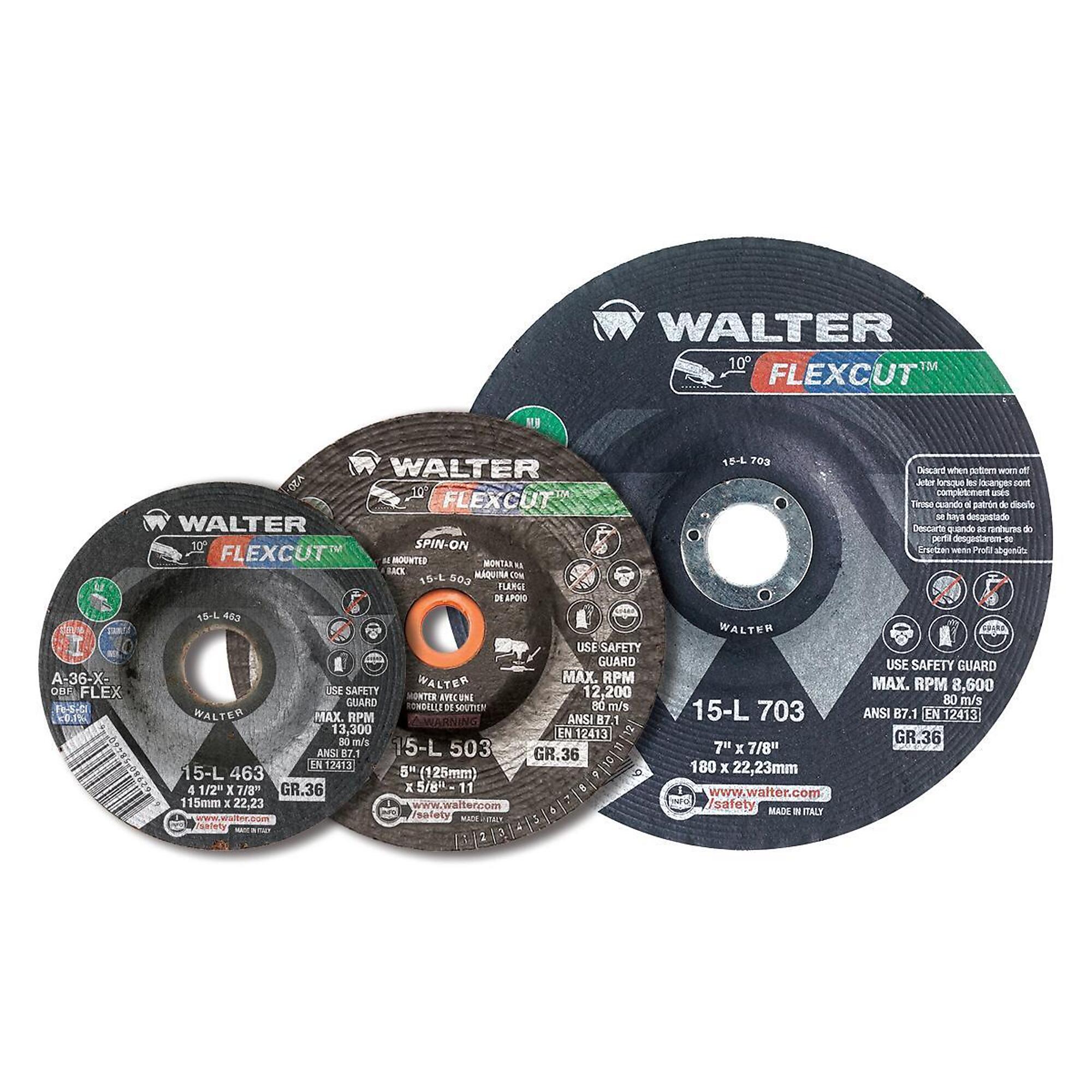 Walter Flexcut Angle Grinder Grinding Wheels — 5in. x 7/8in., GR36, 25 Pcs, Model# 15L513